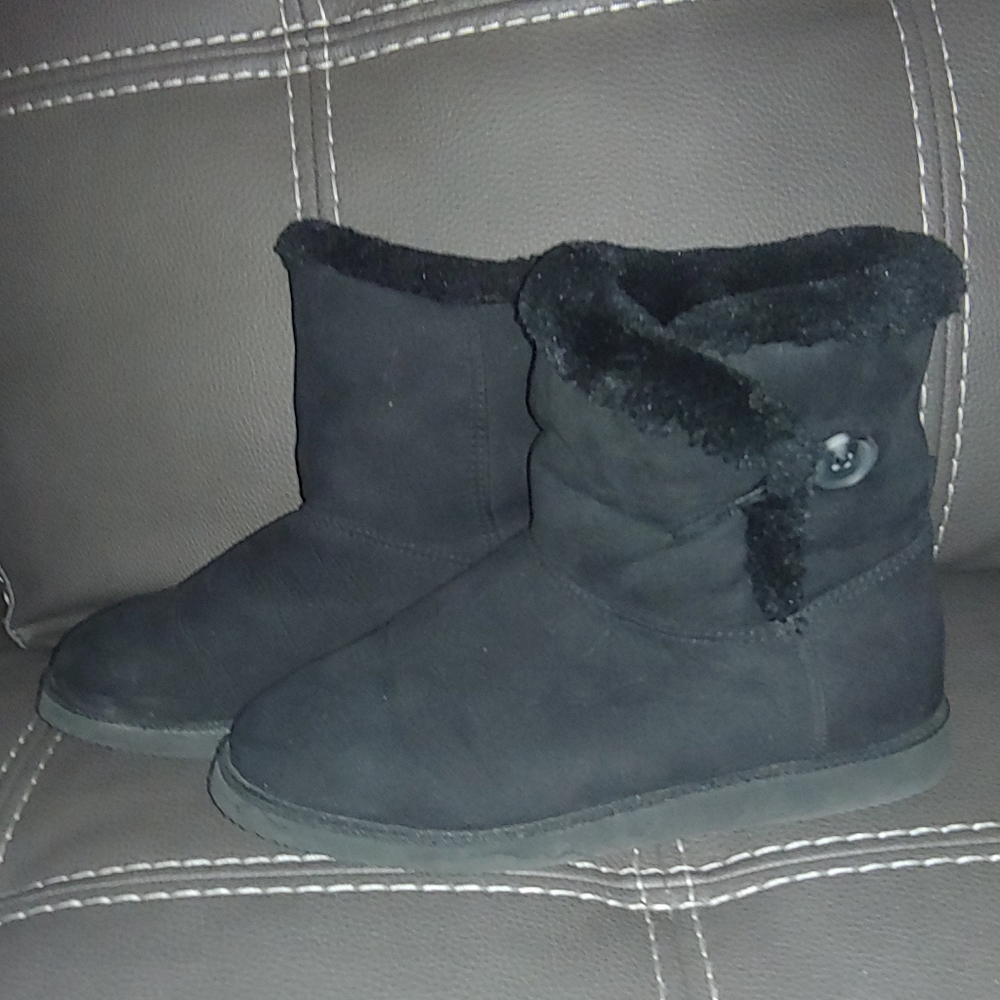 Ugg Style Black Ankle Boots
